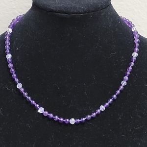 Delicate Amethyst and Leaded Crystal Necklace